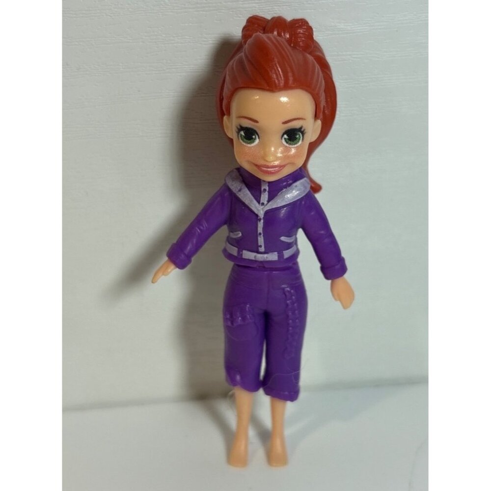 Polly Pocket Lila Doll Red Hair Ponytail Purple Top and Pants
